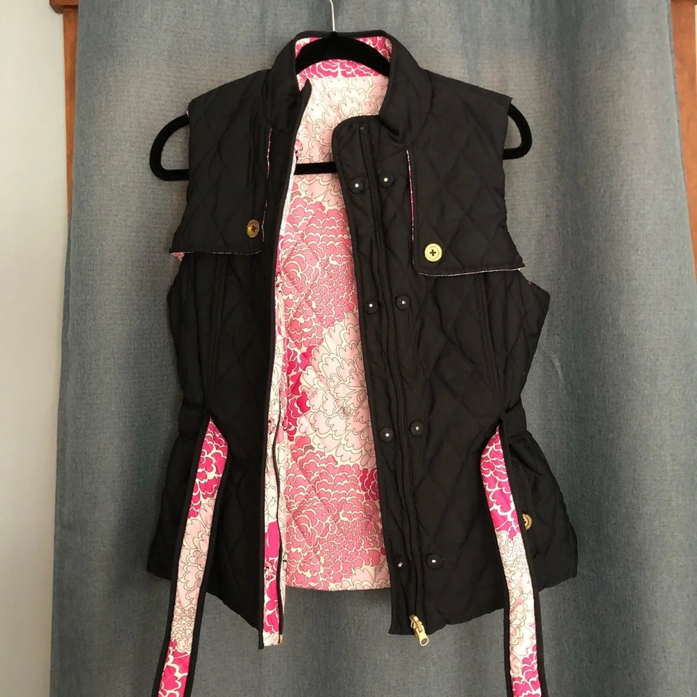 Lily Pulitzer Reverse Vest - Size ? - Black/Pink - Picture 3 of 6